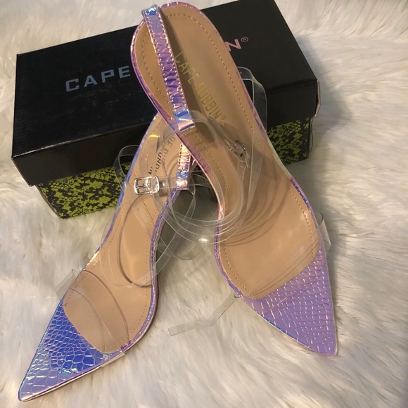 Iridescent Clear Strappy Heels - Picture 2 of 9